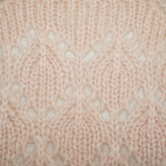 Vintage 90s Mohair Wool Pink Metallic Knit Sweater Small - Picture 2 of 6